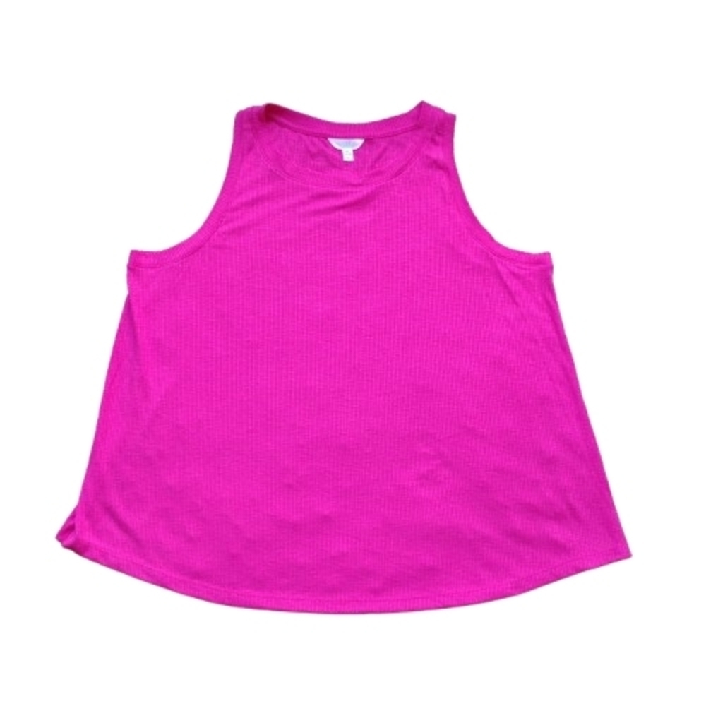 NWT Textured Sleeveless Curved-Hem Tank Top – Size XL / Color Fucsia